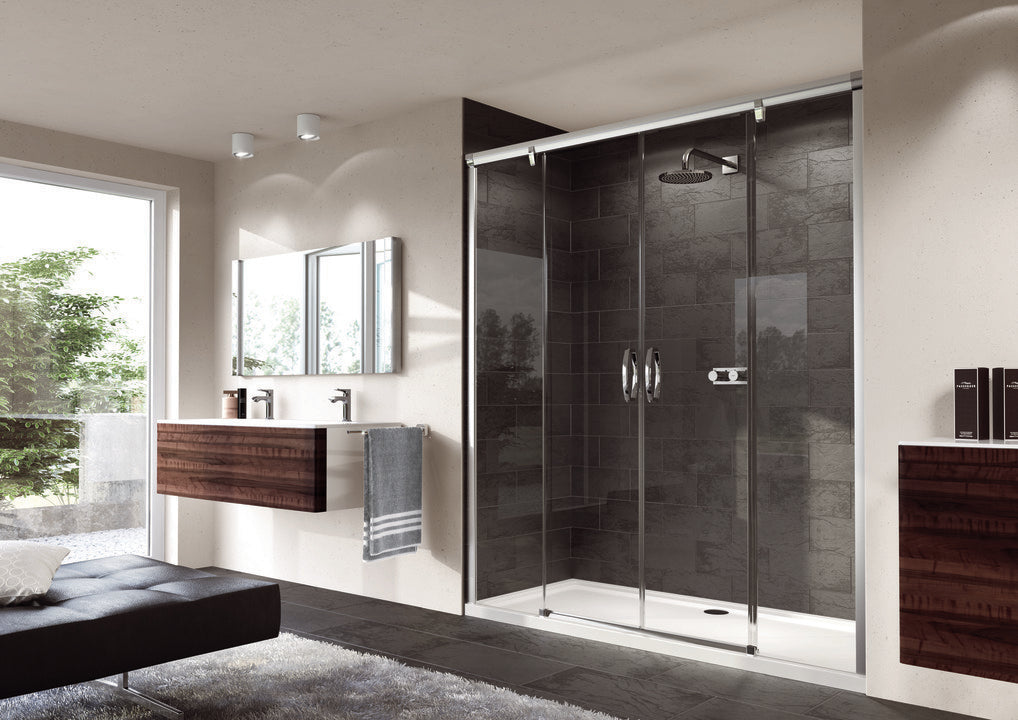Aura elegance Drzwi suwane 2-częściowe z 2 stałymi segmentami, do wnęki 4021