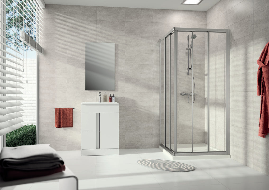 Alpha 2 fully framed Sliding door, 3-section corner entry (1/2) A227
