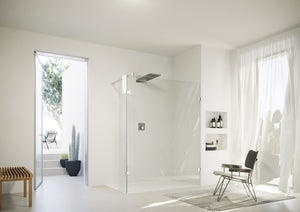 Solva frameless Walk-In side panel with movable segment S136