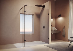 SolvaPro frameless Walk-In side panel with movable segment 7R36