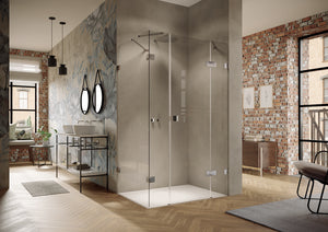 Solva frameless Swing door with fixed segment, with additional section and side panel S116