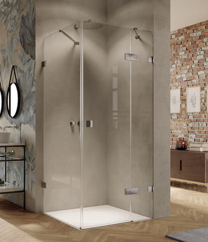 SolvaPro frameless Swing door with fixed segment and side panel 7R09