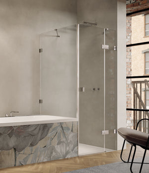 Solva frameless Swing door with fixed segment and side panel, short S112