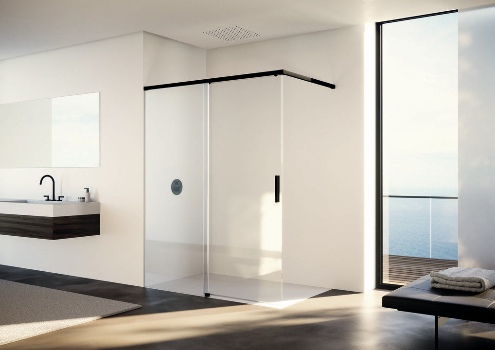 Vita pure frameless Walk-In Sliding door, 1-panel with fixed segment VA01